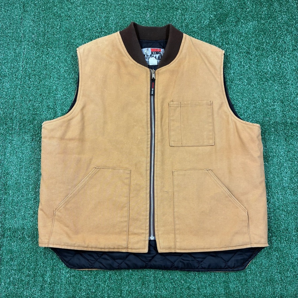 Vintage 90's Work King Canvas Workwear Vest Tan Brown XL
